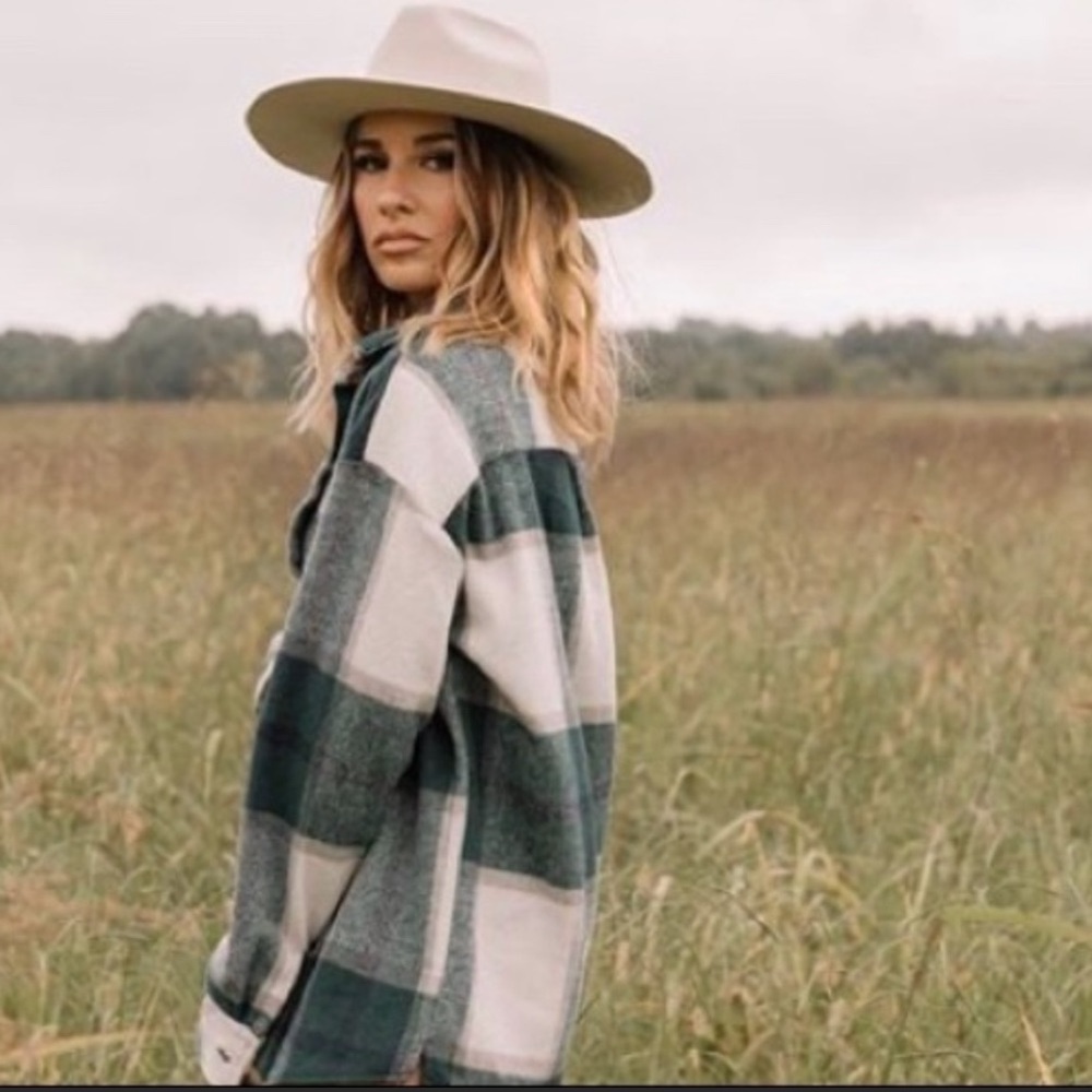 Plaid Stripe Oversized Flannel Shirt Shacket green - Picture 14 of 16